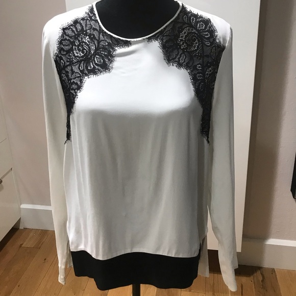 Zara Color Block  Lace Insert Blouse - Picture 3 of 7